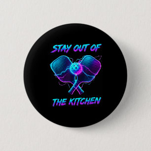 Blijf uit de keuken pickleball speler veld ronde button 5,7 cm