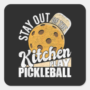 Blijf Uit De Keuken Speel Pickleball Vierkante Sticker