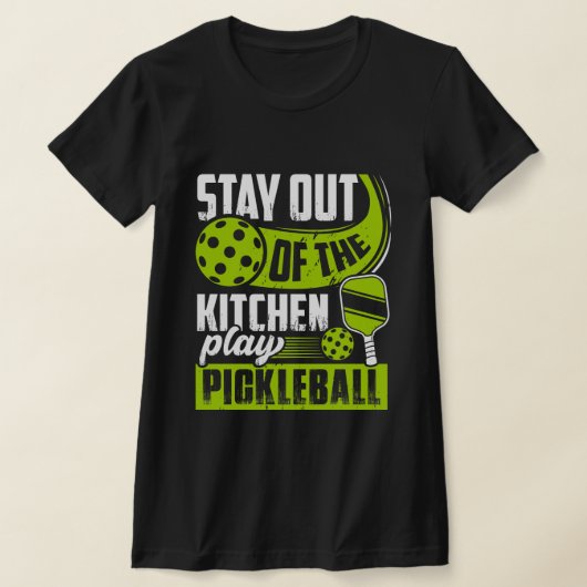 Blijf uit de keuken spelen Pickleball Grappig T-shirt (Laagn)