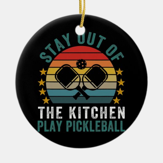 Blijf uit de keuken van Pickleball Funny Keramisch Ornament (Voorkant)