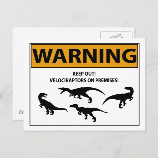 Blijf uit! Velociraptor Briefkaart (Voorkant / Achterkant)