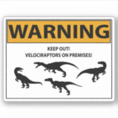 Blijf uit! Velociraptor Sticker (Voorkant)