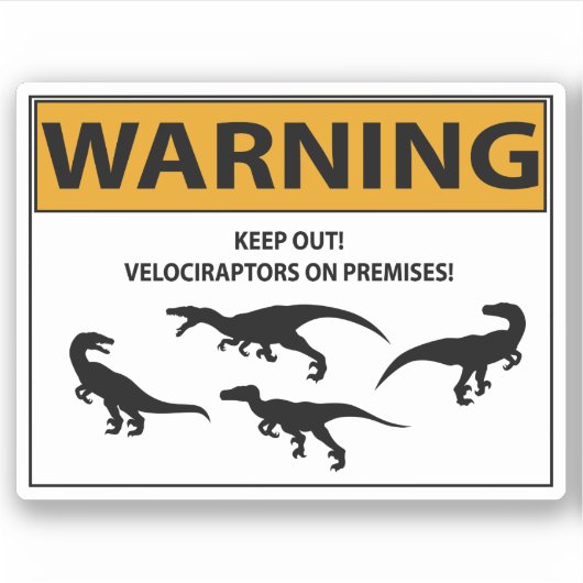 Blijf uit! Velociraptor Sticker (Voorkant)