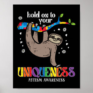Blijf Uniek Autisme Luiaard Bewustzijn Asd Mannen Poster