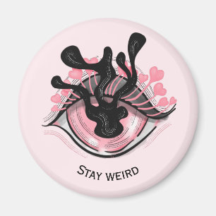 Blijf van een vreemde Gothic roze ogen Creepy Horr Magneet