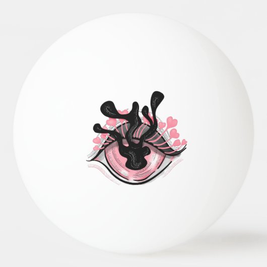 Blijf van een vreemde Gothic roze ogen Creepy Horr Pingpongbal (Voorkant)