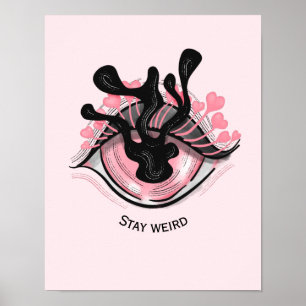 Blijf van een vreemde Gothic roze ogen Creepy Horr Poster