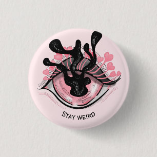 Blijf van een vreemde Gothic roze ogen Creepy Horr Ronde Button 3,2 Cm