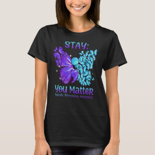 Blijf van je af Butterfly Semicolon Suicide Awaren T-shirt