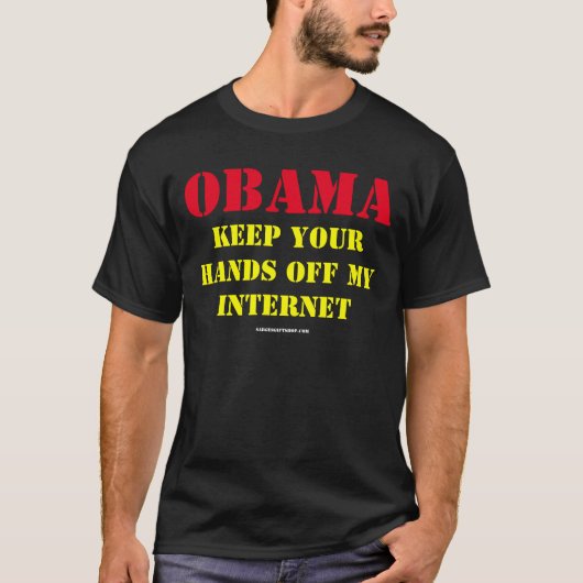 BLIJF VAN MIJN INTERNET OBAMA AF T-SHIRT (Voorkant)
