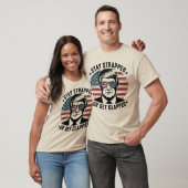 Blijf vastgebonden of krijg geklapt Trump 4 juli V T-shirt (Unisex)