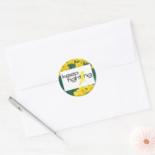 Blijf vechten ronde sticker (Envelop)