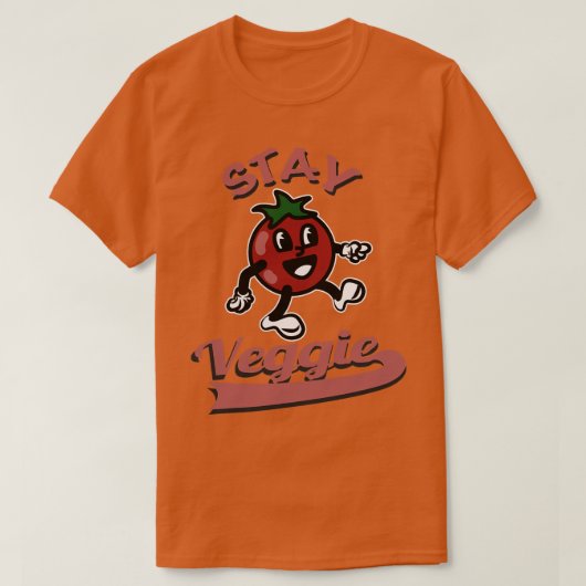 Blijf Veggie Tomato retro toon T-shirt (Design voorkant)