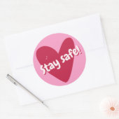 Blijf veilig. Big Pink Heart - Aanmoediging van Co Ronde Sticker (Envelop)