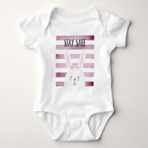 Blijf veilig Citaat Funny Bunny in Roze Shades Romper