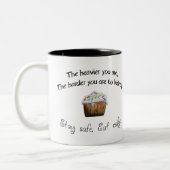 Blijf veilig, eet taart tweekleurige koffiemok (Links)