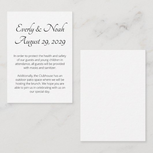 Blijf veilig en informatie Kaarten (Voorkant / Achterkant)