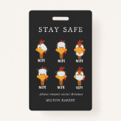 blijf veilig in het gezichtsmasker pandemisch mono badge (Voorkant)