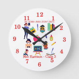 Blijf veilig in school Leerleraar Grafisch Ronde Klok