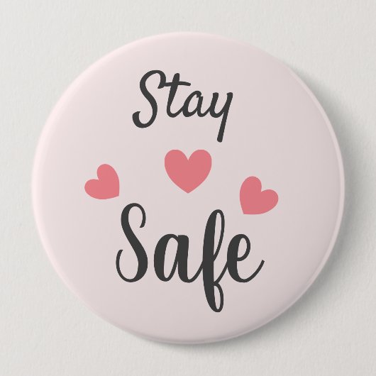 Blijf veilig liefde harten ronde button 4,0 cm (Voorkant)