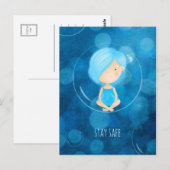 Blijf veilig met Covid Cute Funny Girl Bubble Teke Briefkaart (Voorkant / Achterkant)