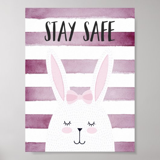 Blijf veilig Quote Funny Bunny in Roze Shades Poster (Voorkant)
