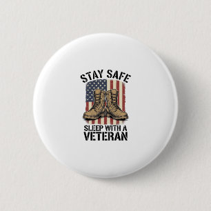 Blijf Veilig Slapen Met Een Veteranen Vintage Laar Ronde Button 5,7 Cm