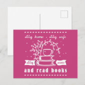Blijf veilig thuis en lees boeken briefkaart (Voorkant / Achterkant)