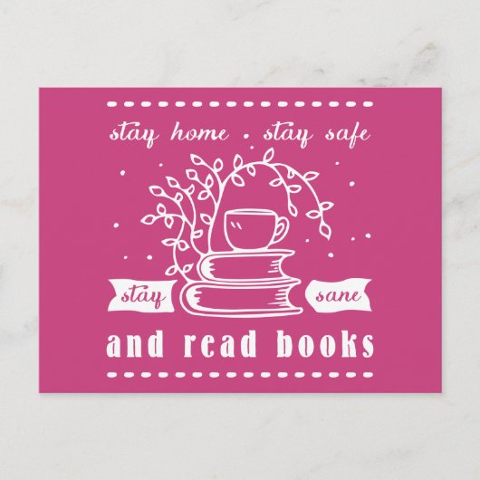 Blijf veilig thuis en lees boeken briefkaart (Voorkant)