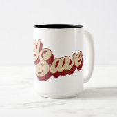 Blijf veilig tweekleurige koffiemok (Voorkant rechts)