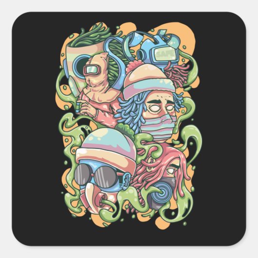 Blijf veilig vierkante sticker (Voorkant)