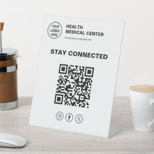 Blijf Verbonden Medische Kliniek Zorg Logo Reclamebord Met Voetstuk