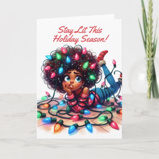 Blijf verlicht | Afrocentrische kerst Kaart (Voorkant)