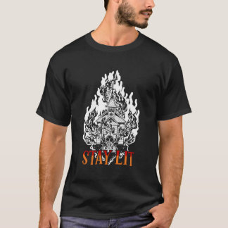 Blijf verlicht Occulte Brandende Kerk Satanische G T-shirt