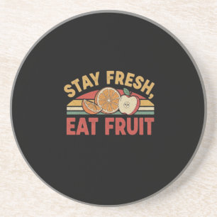 Blijf Vers Eet Fruit Vintage Eten Liefhebber Zandsteen Onderzetter