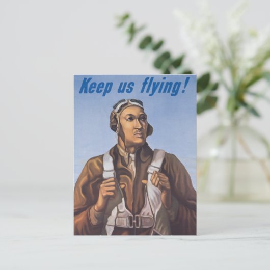 Blijf vliegen!  Afrikaans-Amerikaans WW2 Pilot Briefkaart (Staand voorkant)