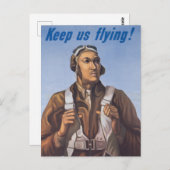 Blijf vliegen!  Afrikaans-Amerikaans WW2 Pilot Briefkaart (Voorkant / Achterkant)