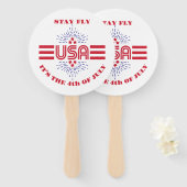 Blijf vliegen het is 4 juli handwaaier (Voorkant en achterkant)