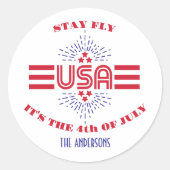 Blijf vliegen het is 4 juli ronde sticker (Voorkant)