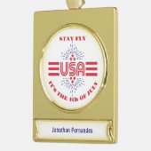 Blijf vliegen het is 4 juli verguld banner ornament (Links)