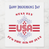 Blijf vliegen het is 4 juli wijn etiket (Enkel label)