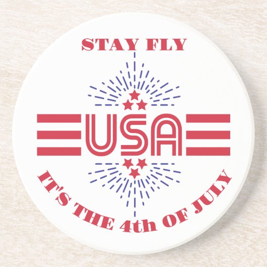 Blijf vliegen het is 4 juli zandsteen onderzetter (Voorkant)