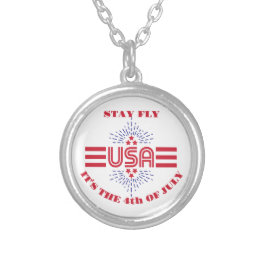 Blijf vliegen het is 4 juli zilver vergulden ketting