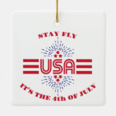 Blijf vliegen het is de 4 juli keramiek ornament (Achterkant)