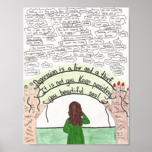 Blijf vol (depressie) 8,5 x 11 poster (Voorkant)