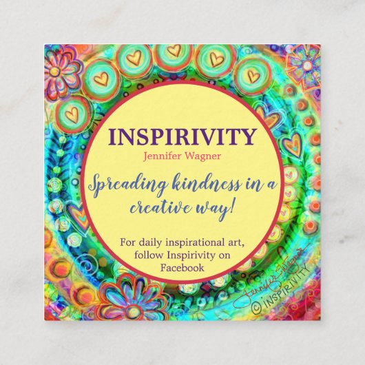 'Blijf vooruit' - Inspiron-inktkaarten Vierkante Visitekaartje (Achterkant)