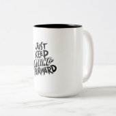 Blijf vooruit, ontwerp tweekleurige koffiemok (Voorkant rechts)