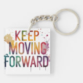 Blijf vooruitgaan - Vierkante Sleutelhanger (Achterkant)