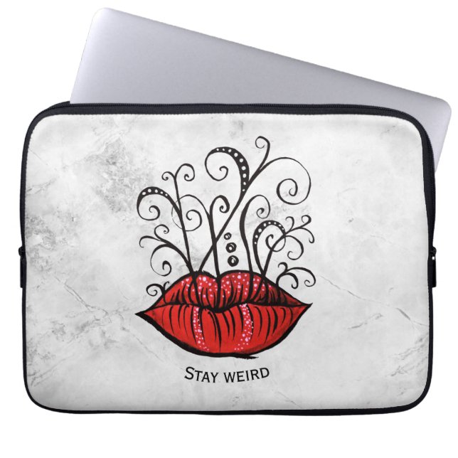 Blijf vreemde Gothische Lips Tattoo Oddity Laptop Sleeve (Voorkant)