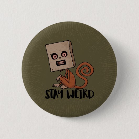 Blijf vreemde zwarte aap ronde button 5,7 cm (Voorkant)